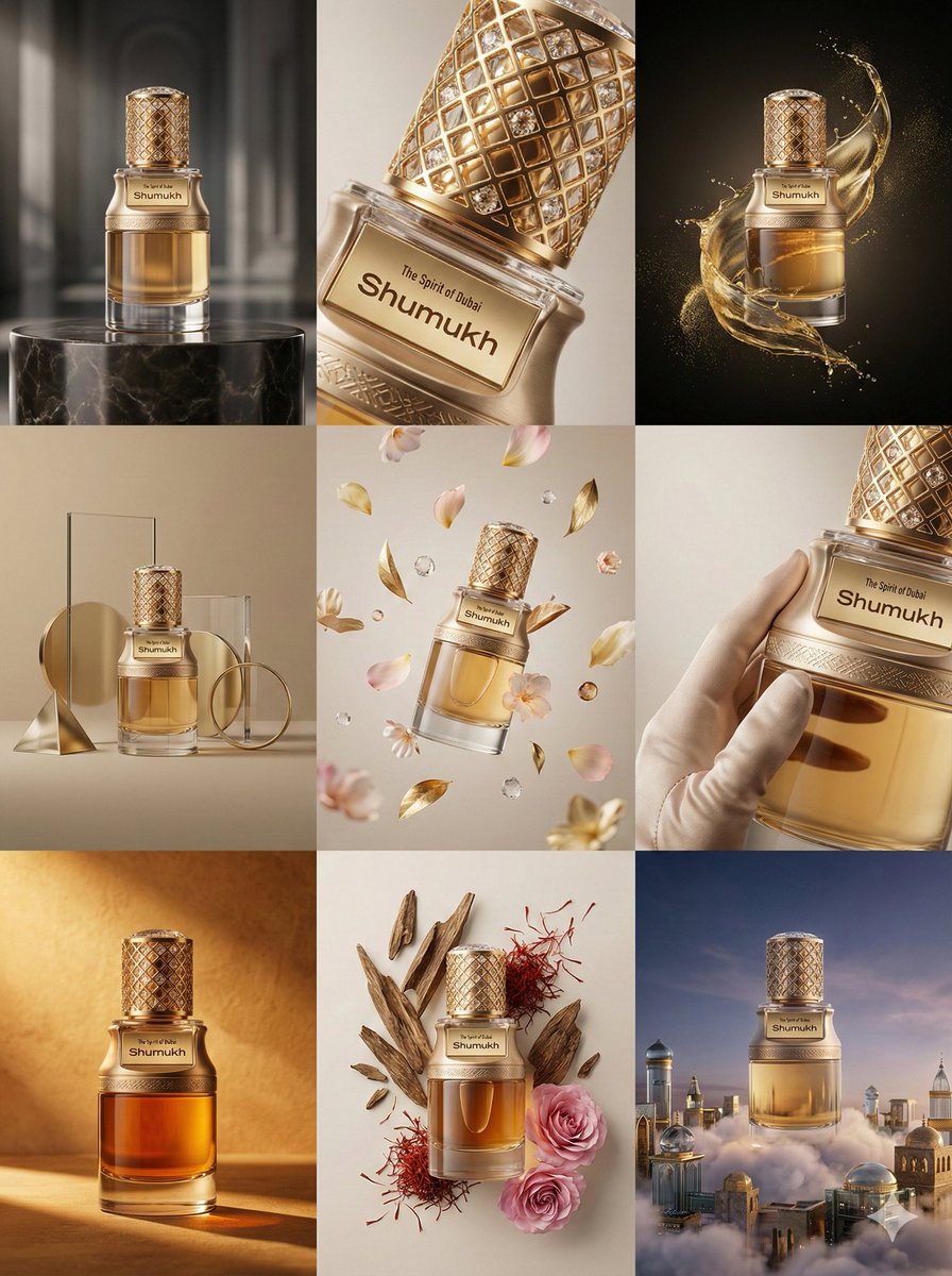 Luxury Product Commercial Grid Prompt (3x3) AI image template preview