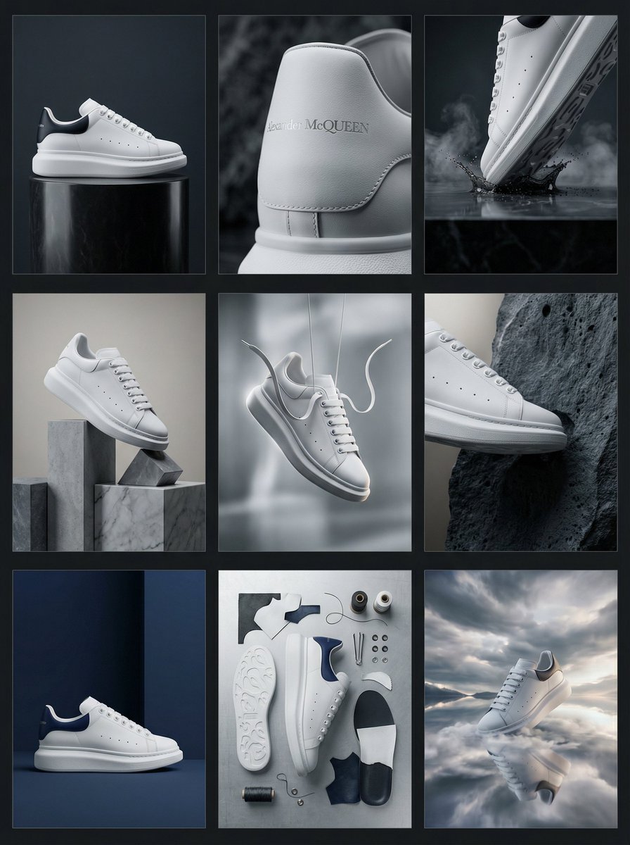 Alexander McQueen Sneaker Commercial Grid Prompt (3x3) AI image template preview