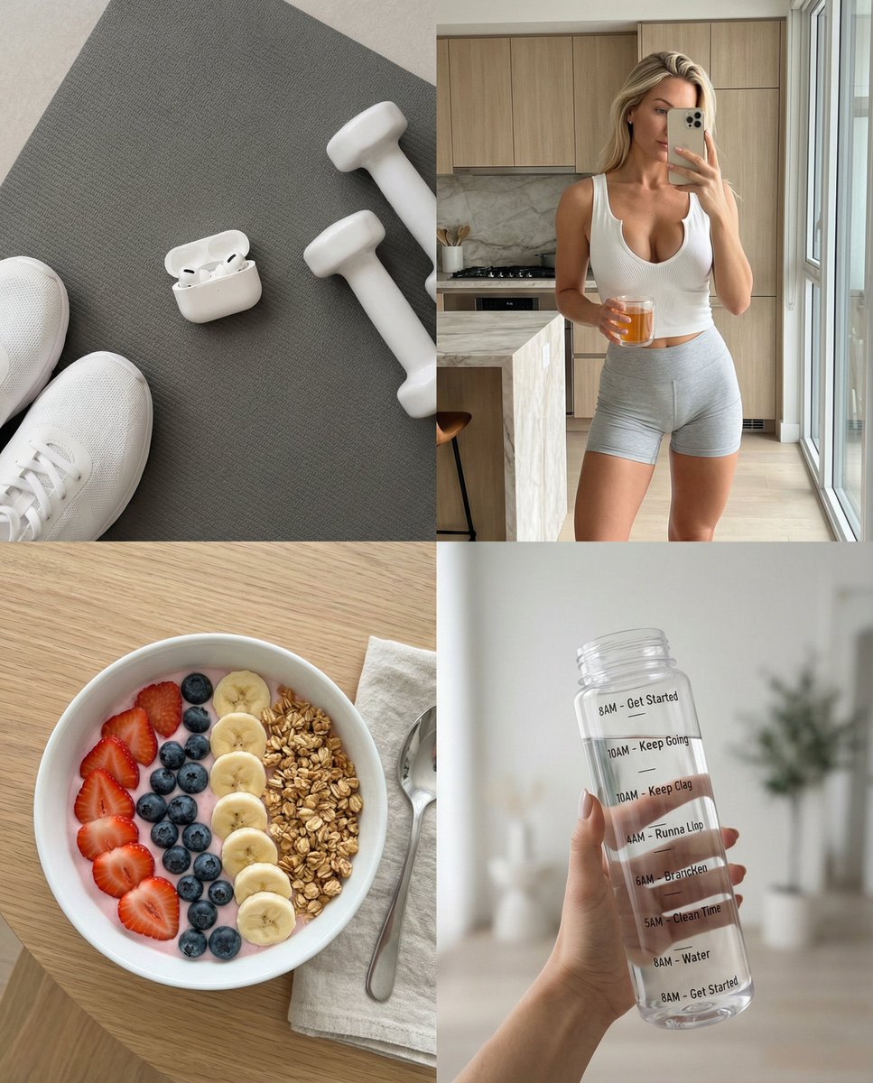 2x2 Wellness and Fitness Lifestyle Collage Prompt AI image template preview
