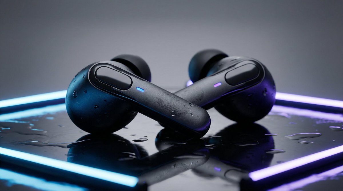 High-End Product Mockup for Wireless Earbuds AI image template preview