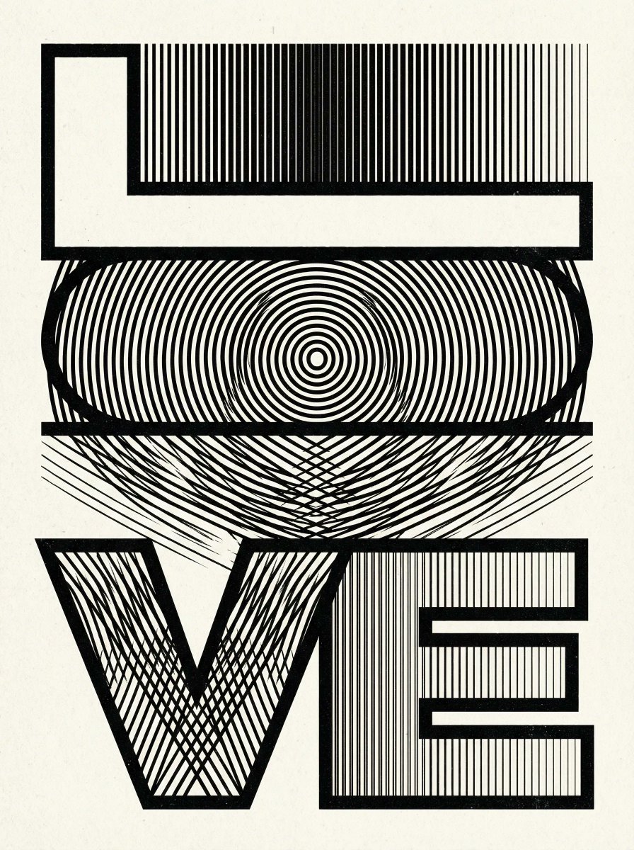 Op Art LOVE Typography Poster Prompt AI image template preview