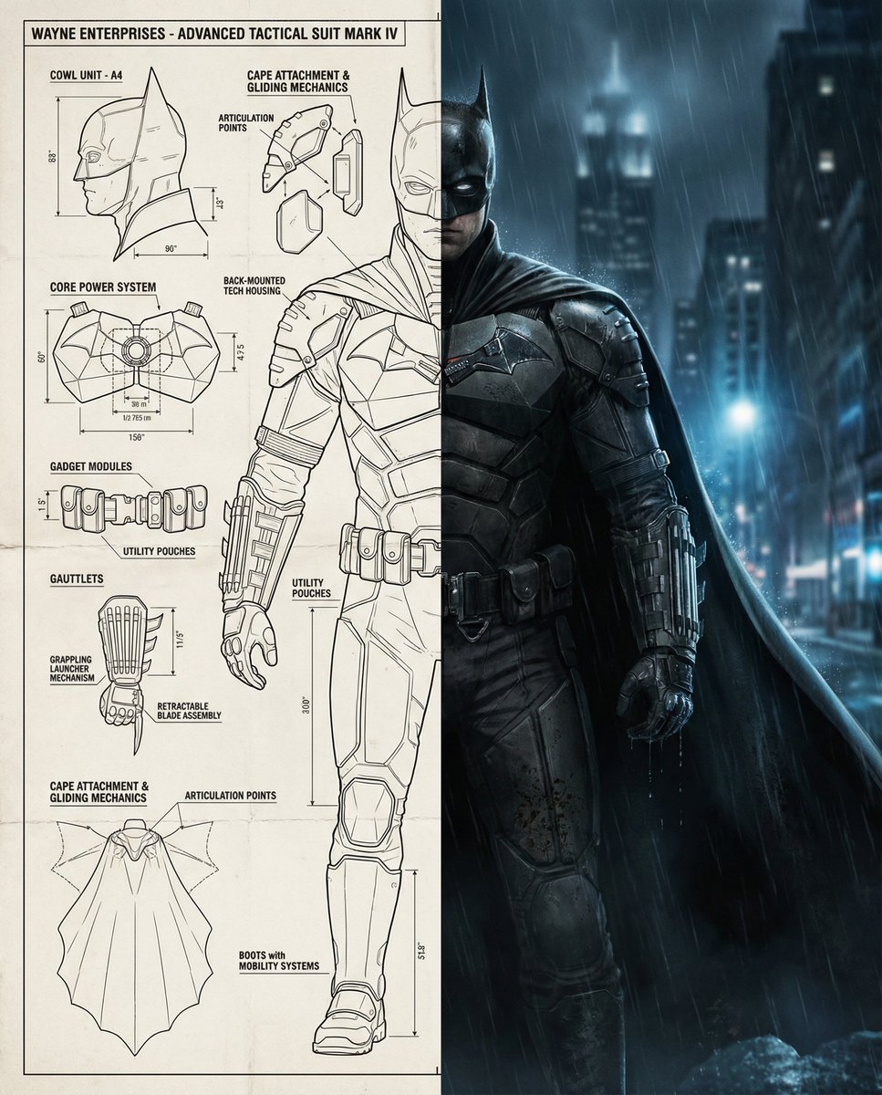 Split-Screen Cinematic Batman Blueprint AI image template preview
