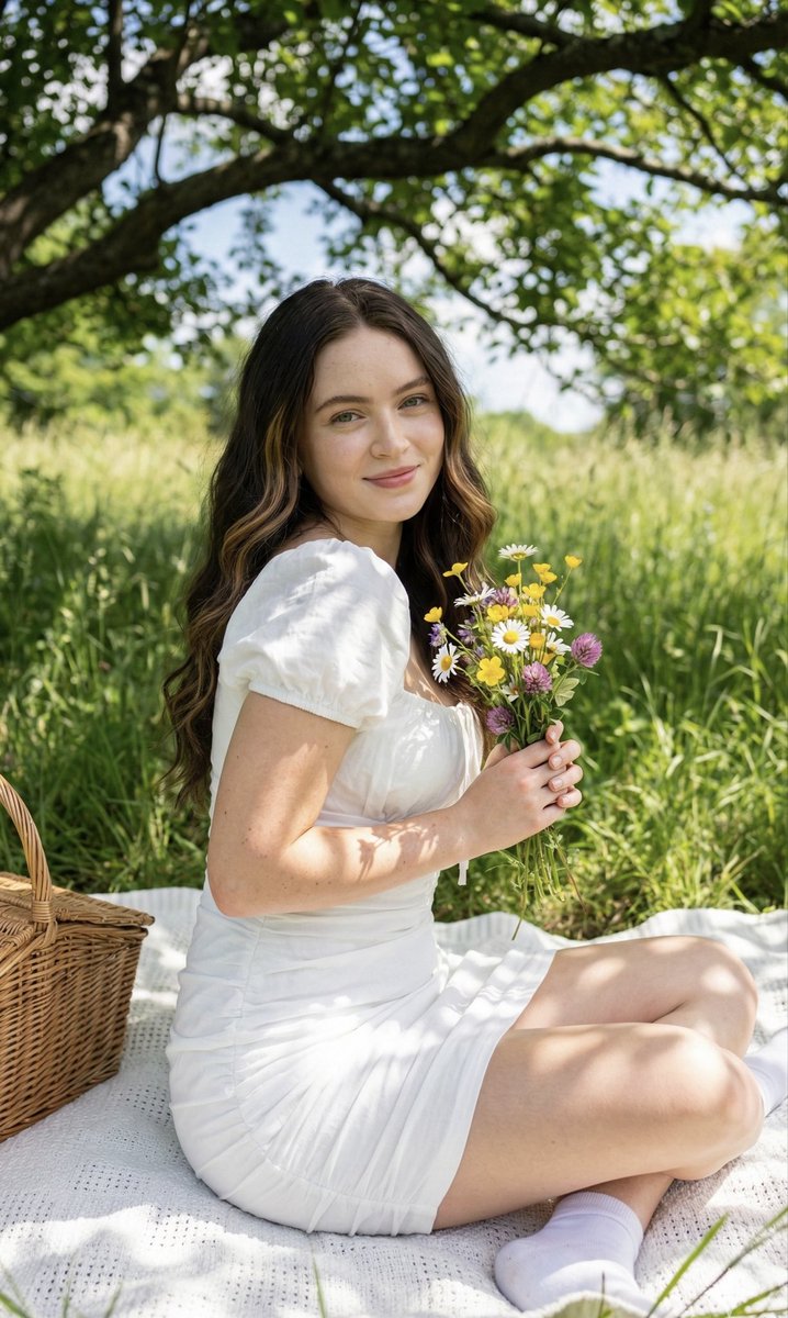 Cottagecore Picnic Portrait Prompt AI image template preview