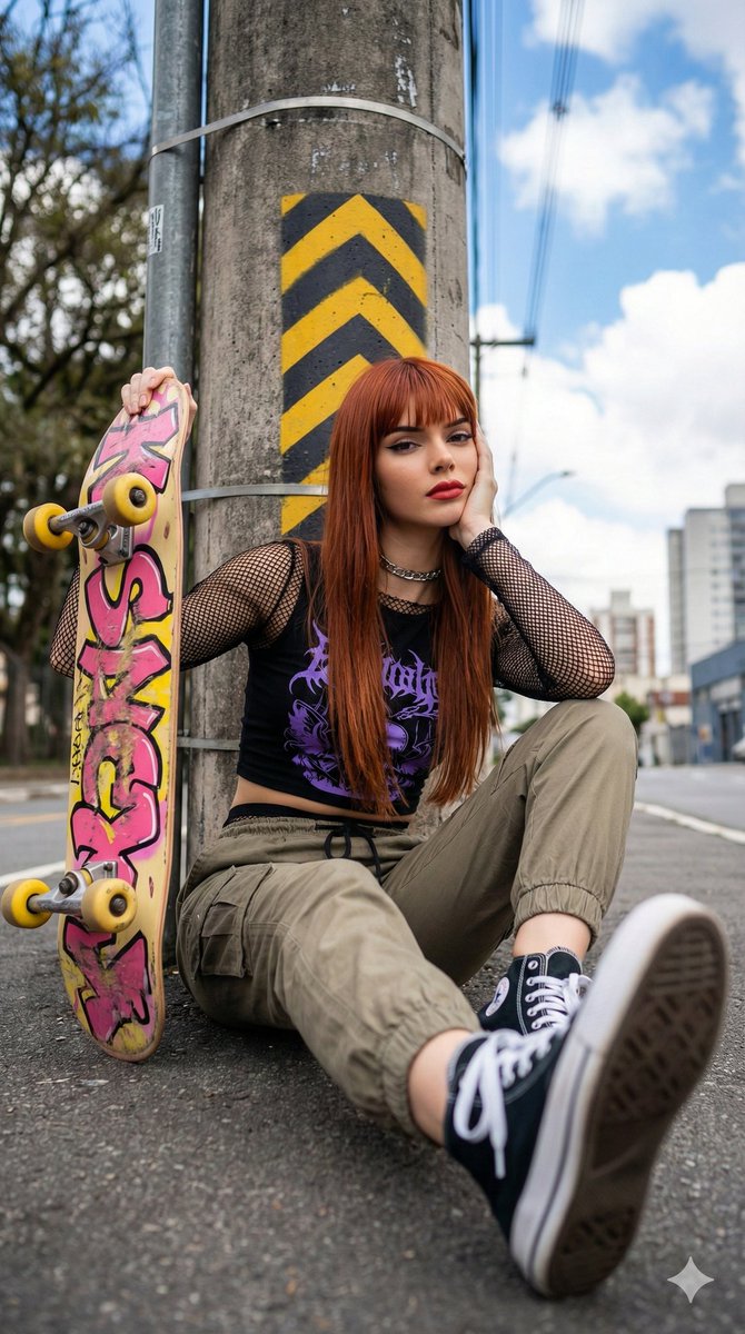 Alternative Skater Aesthetic Portrait Prompt AI image template preview