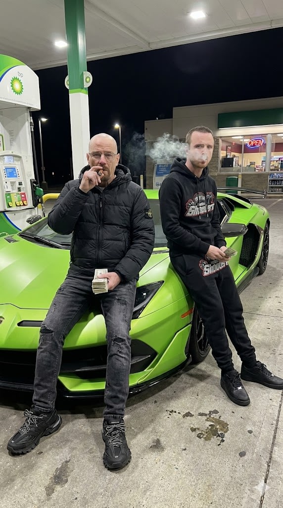 Hyper-realistic Walter White and Jesse Pinkman Street Photo AI image template preview