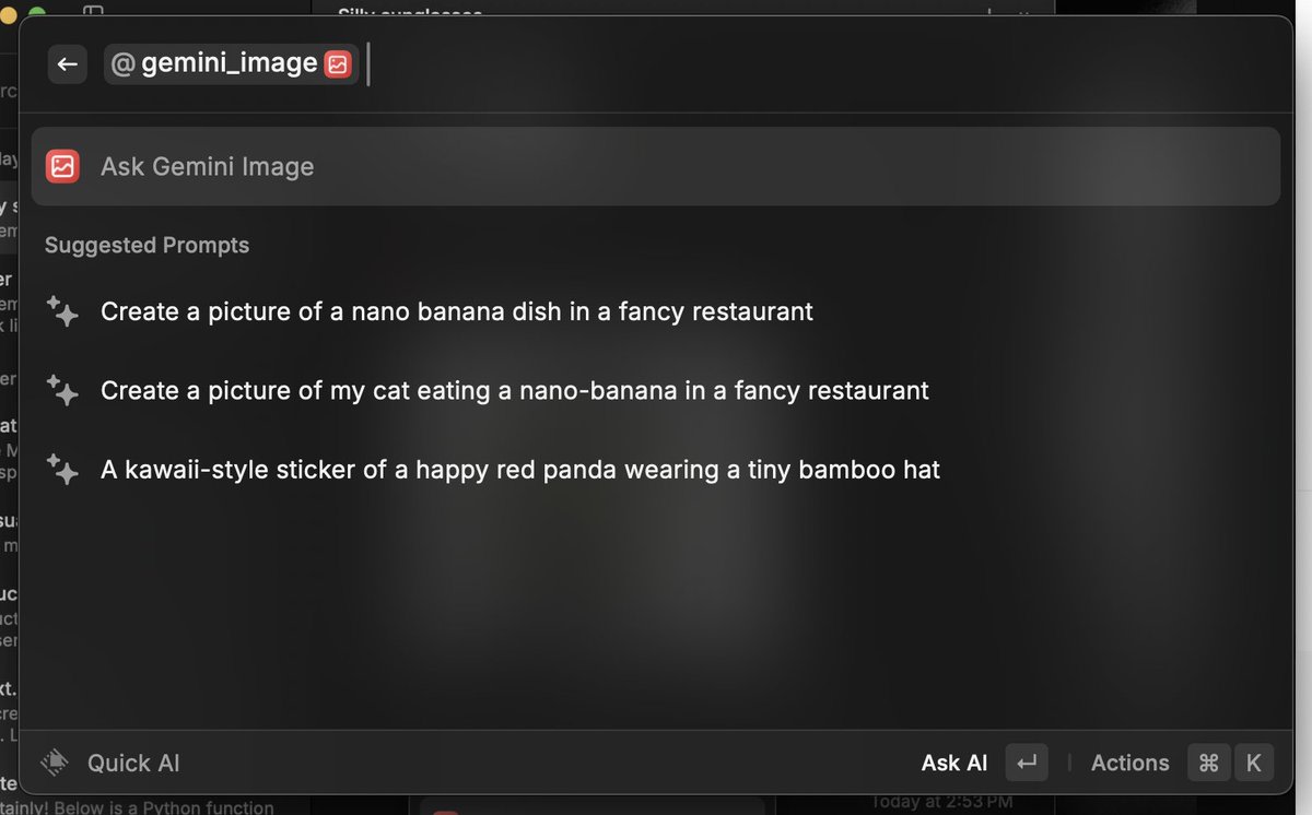 Various playful test prompts for Nano Banana AI image template preview