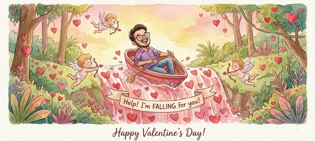 Image Transformation into Watercolor Valentine's Day Card example 2