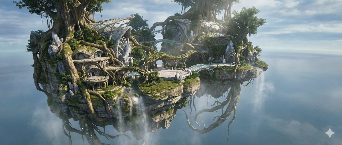 Octane-Rendered Floating Ecological Island AI image template preview