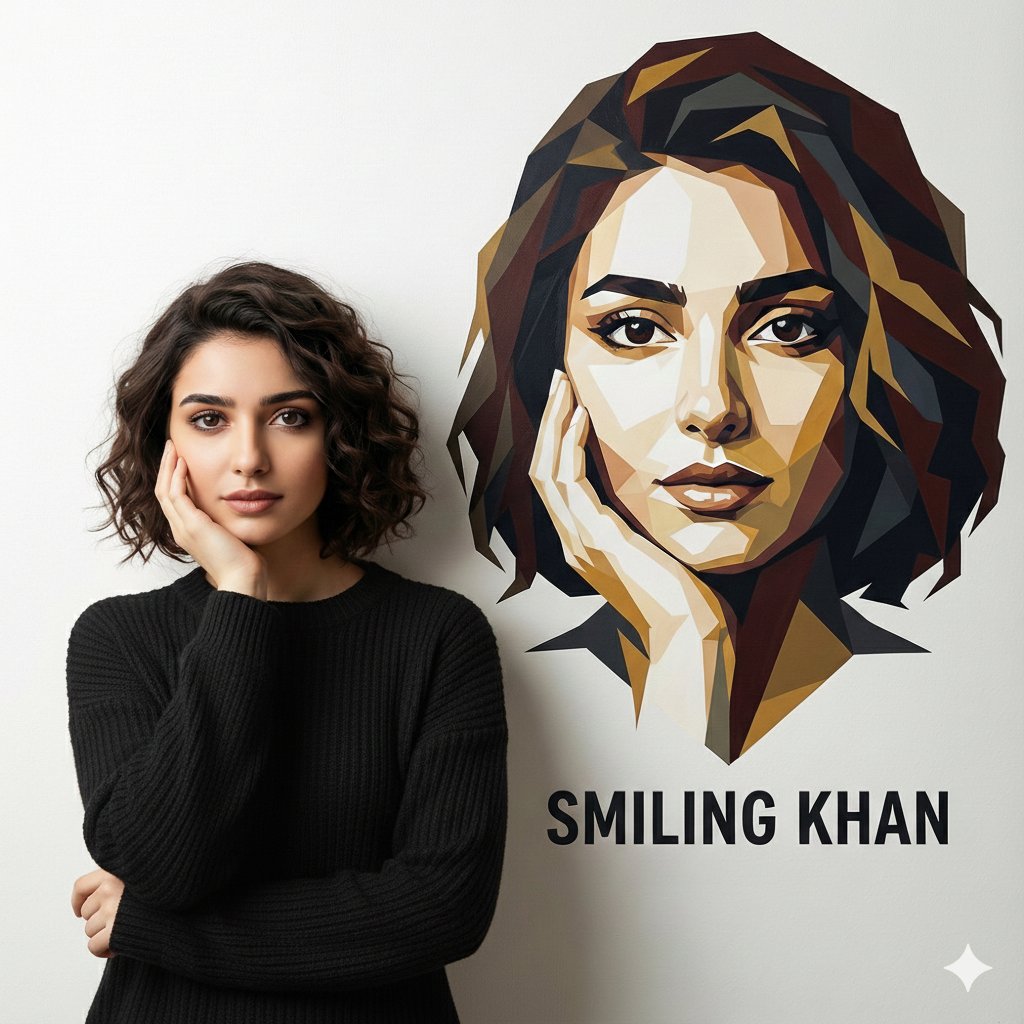 Editorial Portrait Holding Poster of Self AI image template preview
