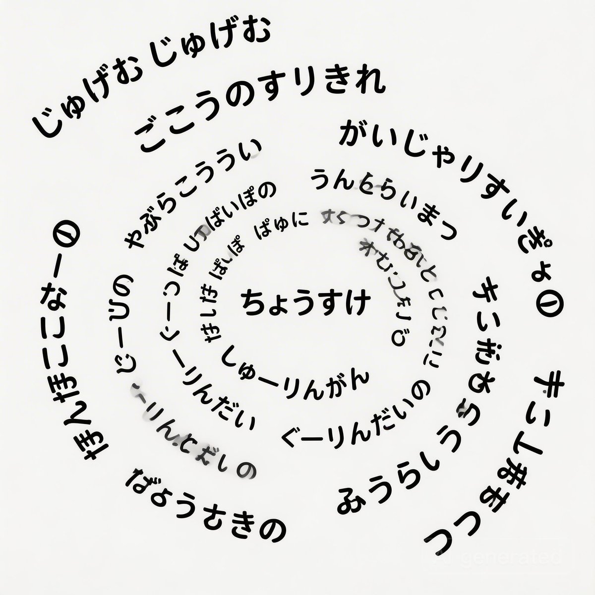 Japanese Text Spiral Generation Prompt (Jugemu) AI image template preview