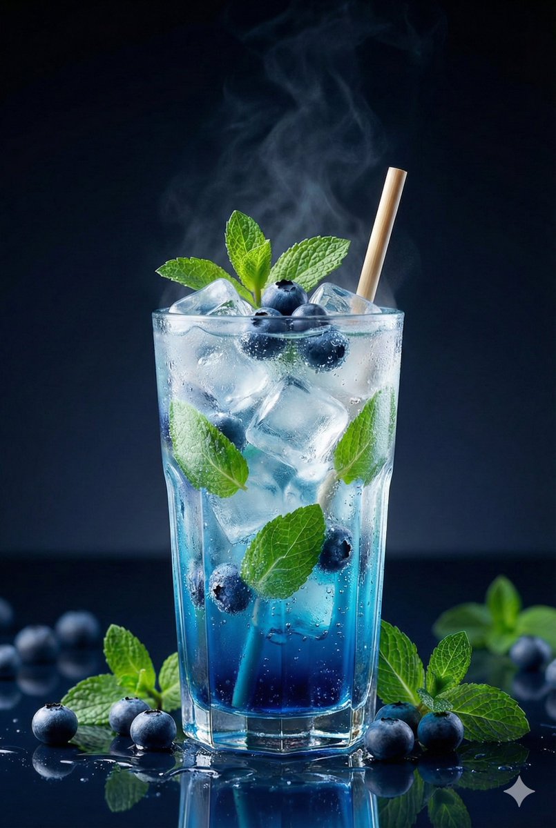 Premium Studio Shot of Blueberry Mint Iced Drink AI image template preview