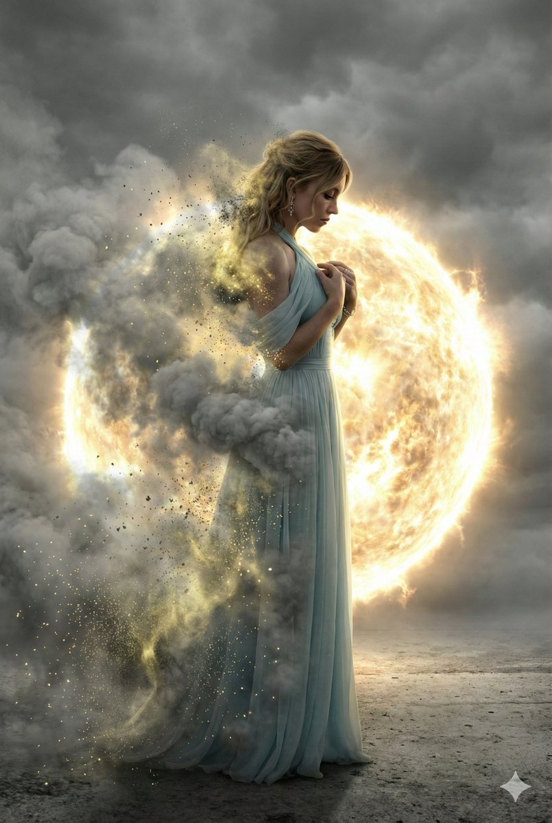 Cinematic Disintegration Effect Portrait AI image template preview