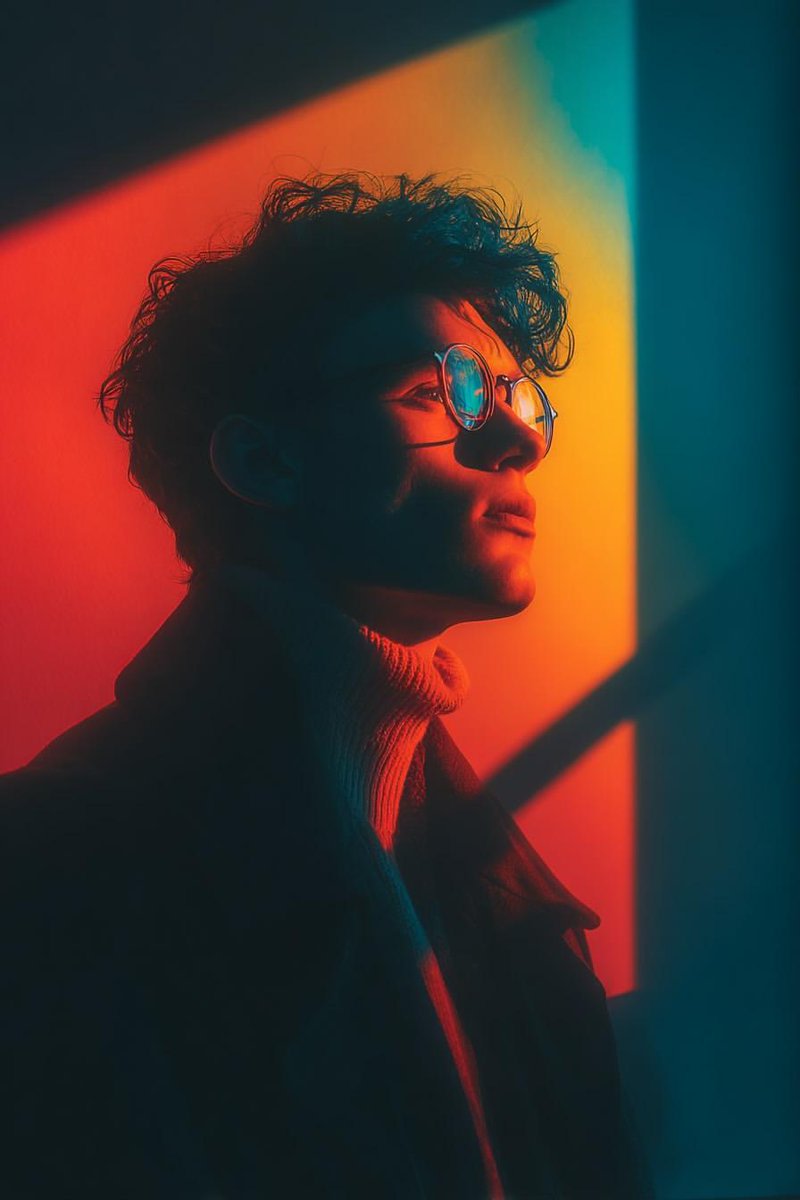 Cinematic Portrait with Geometric Window Light AI image template preview