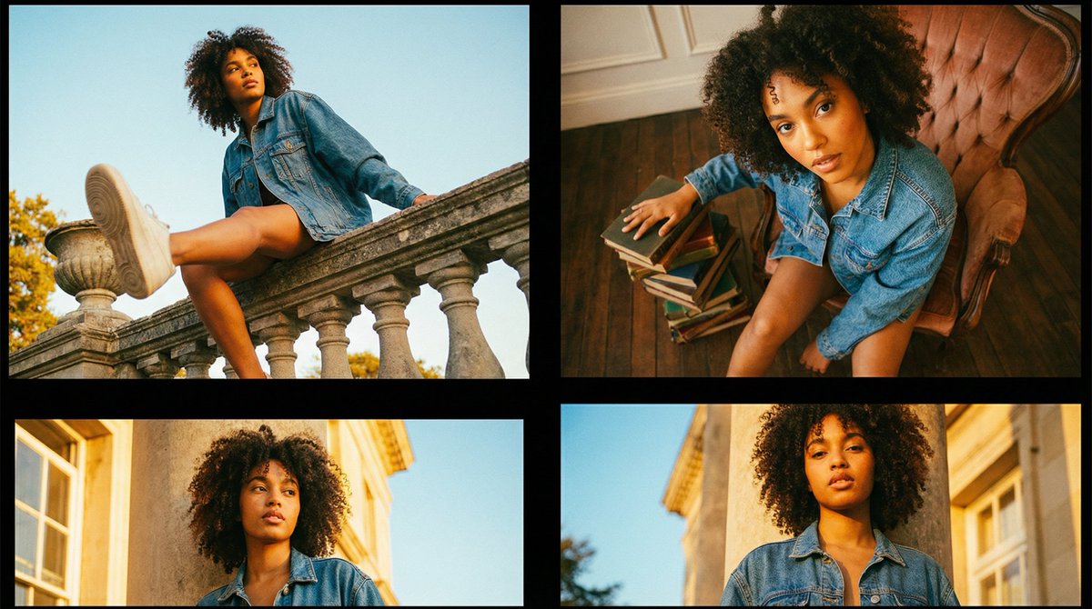 Editorial Fashion Portrait Series Grid Template AI image template preview