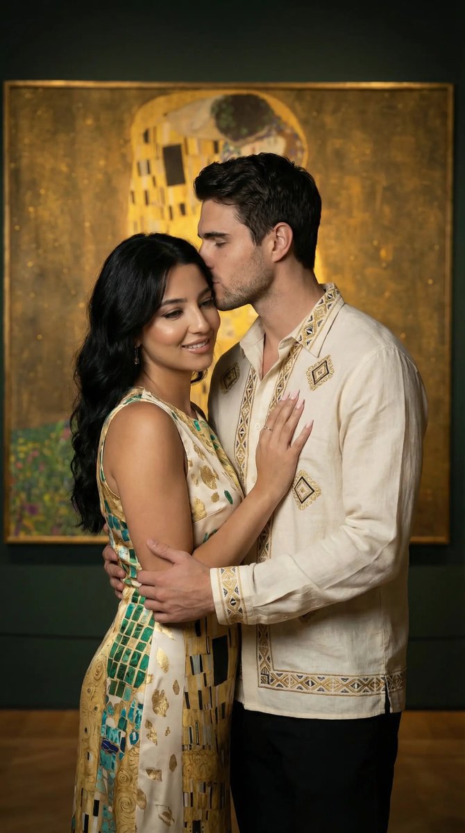 Klimt-Inspired Fine Art Editorial Portrait (JSON) AI image template preview
