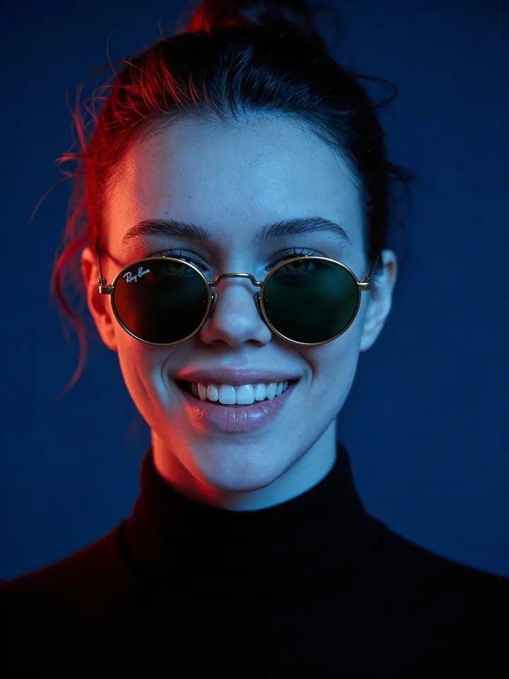 Cyber-Noir Cinematic Portrait AI image template preview