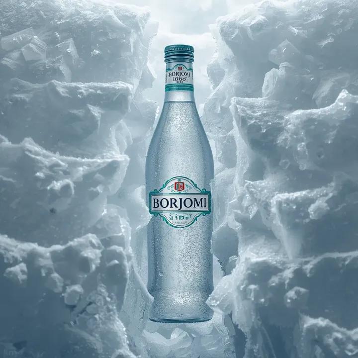 Hyperrealistic Product Photography Prompt (Borjomi Water) AI image template preview