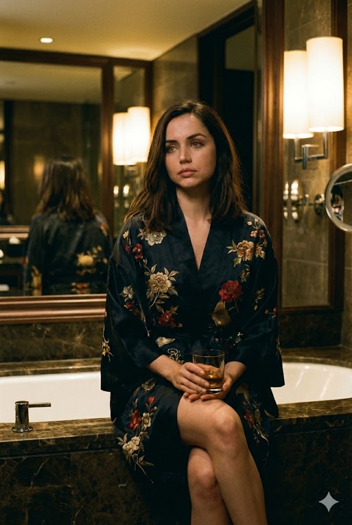 Cinematic Tokyo Hotel Kimono Portrait AI image template preview