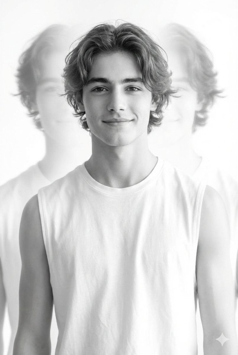 Black and White Multiple Exposure Portrait AI image template preview