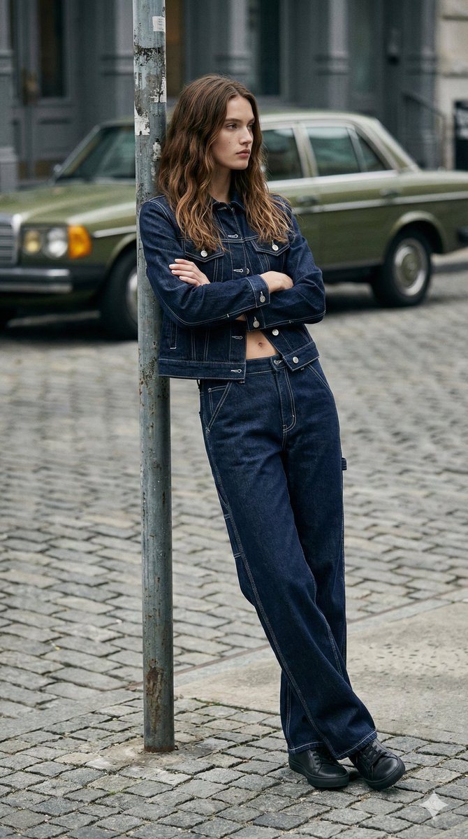90s Americana Denim Fashion Editorial AI image template preview