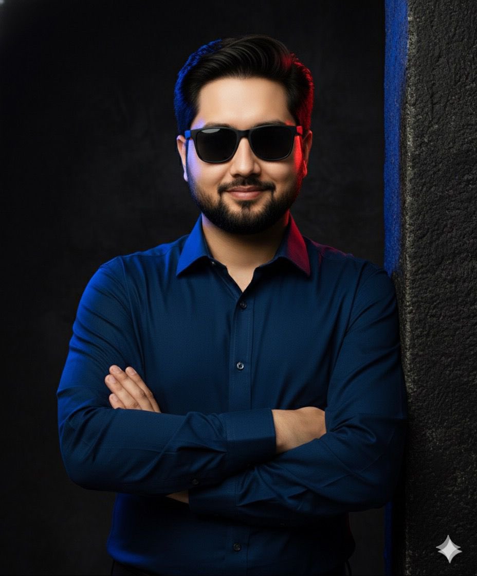 Cinematic studio portrait with moody lighting AI image template preview