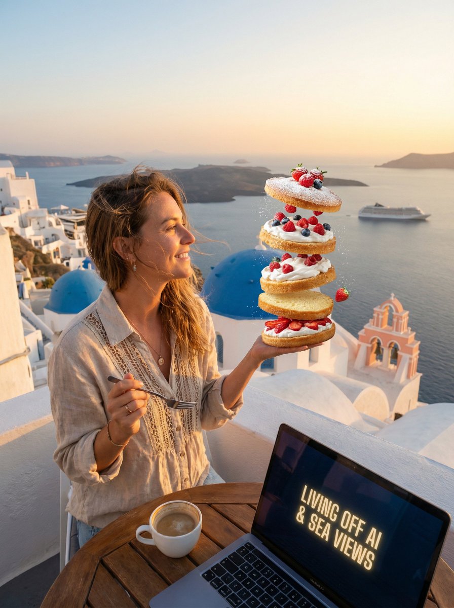 Dessert Nomad Dream: Cinematic Food and Travel Fusion AI image template preview