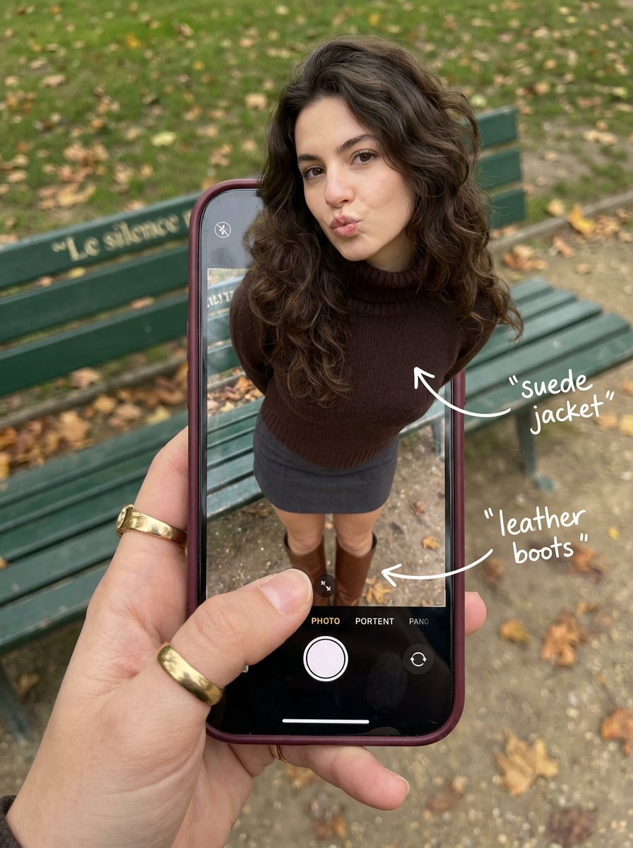 Outfit Pop-Out Phone Illusion Portrait AI image template preview