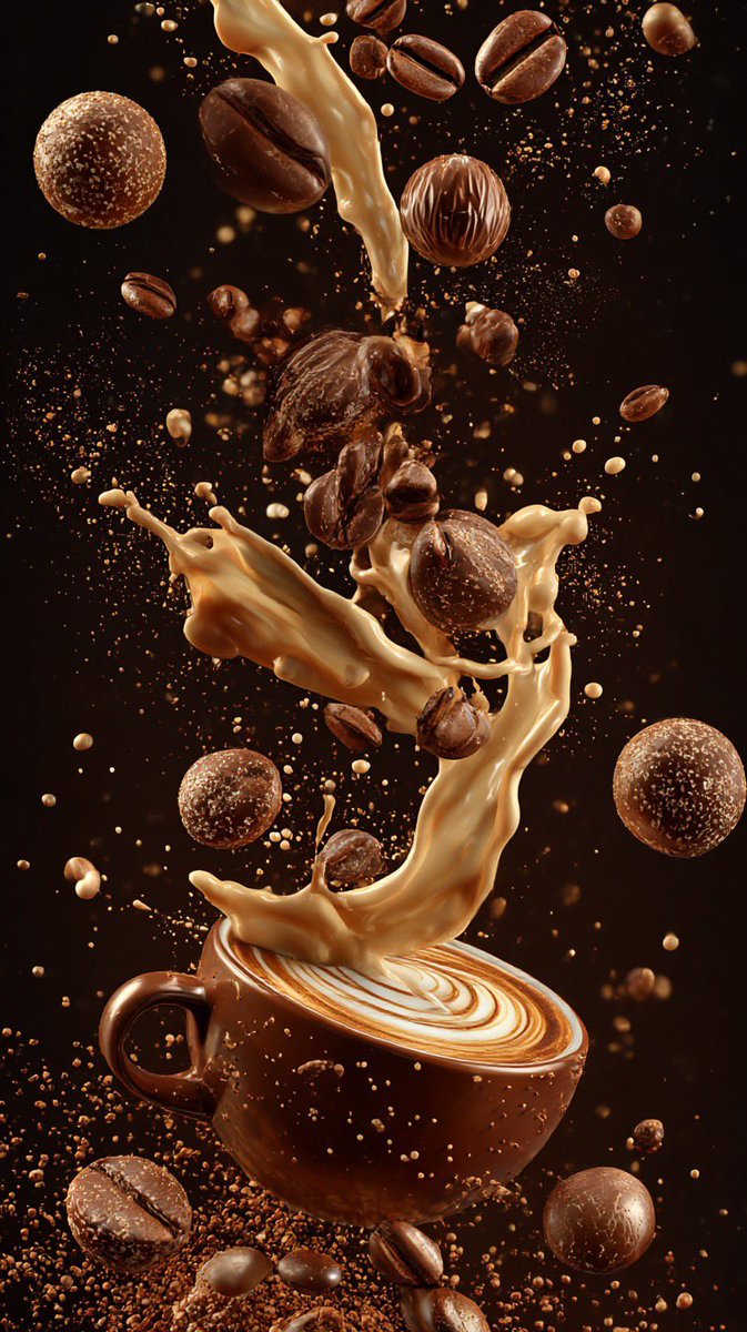 Ultra-Cinematic Coffee Splash Photography AI image template preview