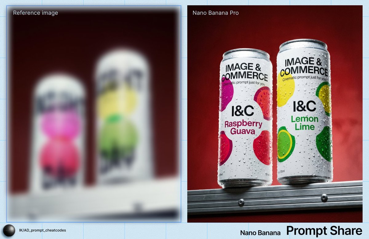 Two Soda Cans Product Photography Prompt AI image template preview