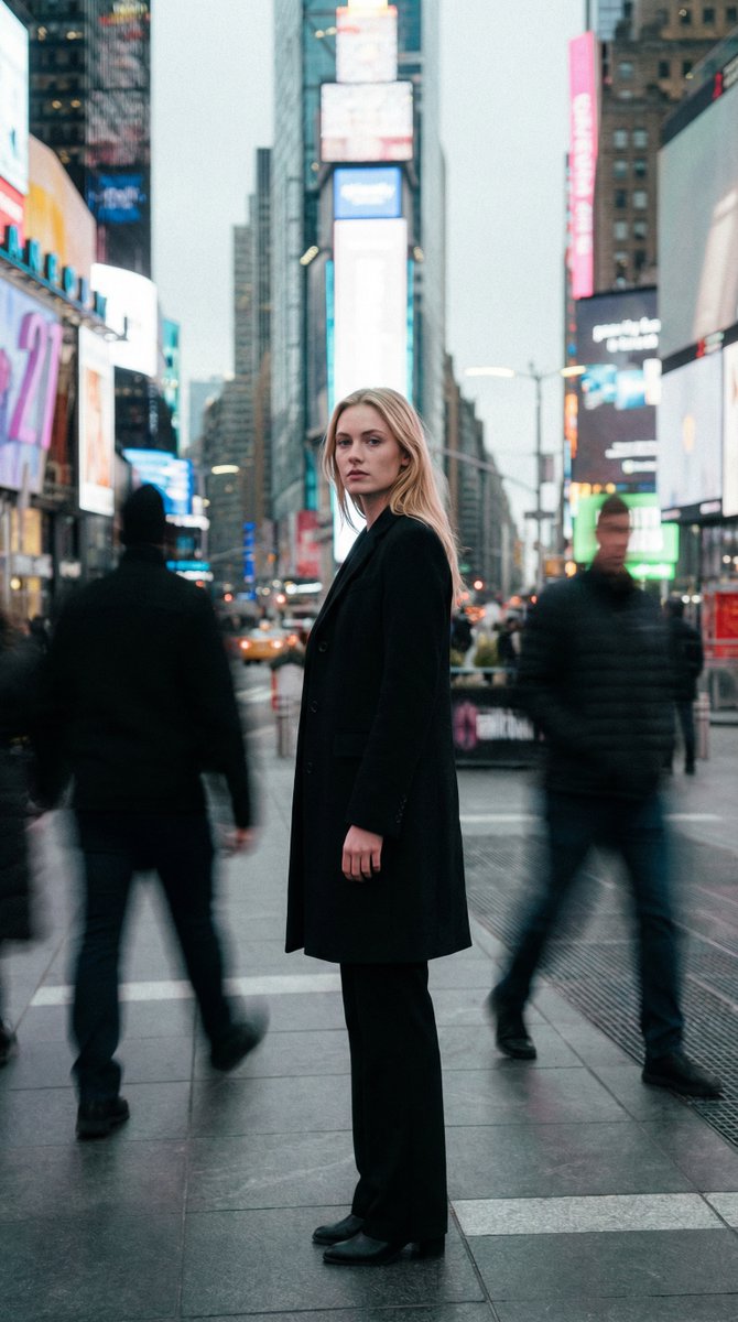 High Fashion Magazine Pictorial in Times Square AI image template preview