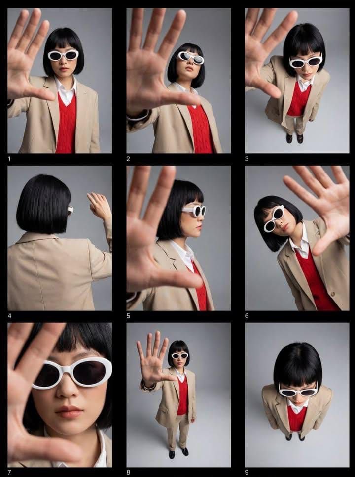 Editorial Fashion Contact Sheet with Perspective Distortion AI image template preview