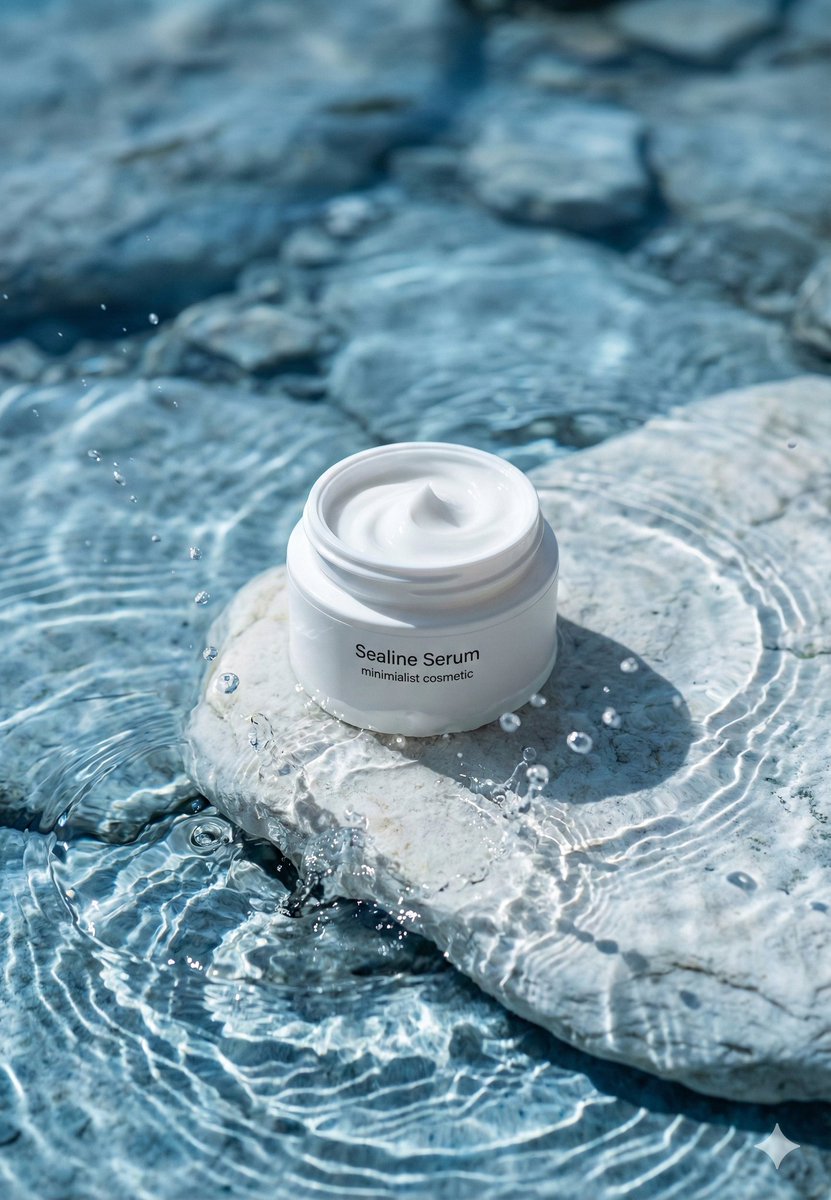Luxury Skincare Product Macro Shot in Water AI image template preview