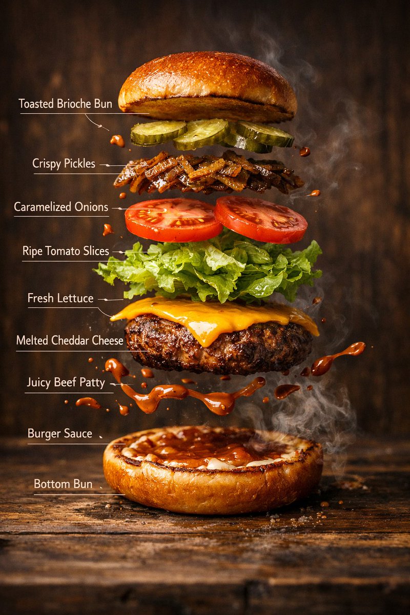 Hyper-Realistic Gourmet Burger Infographic example 3
