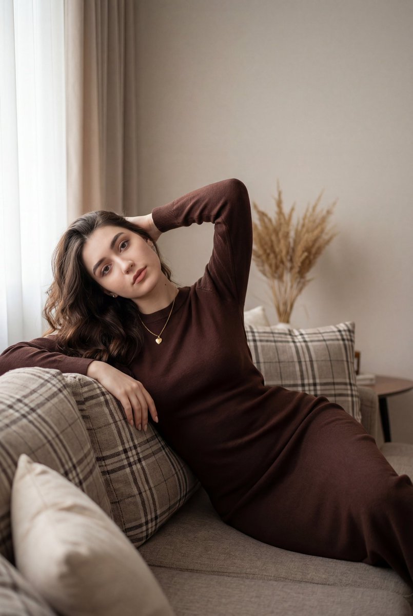 Cozy Indoor Lifestyle Portrait AI image template preview