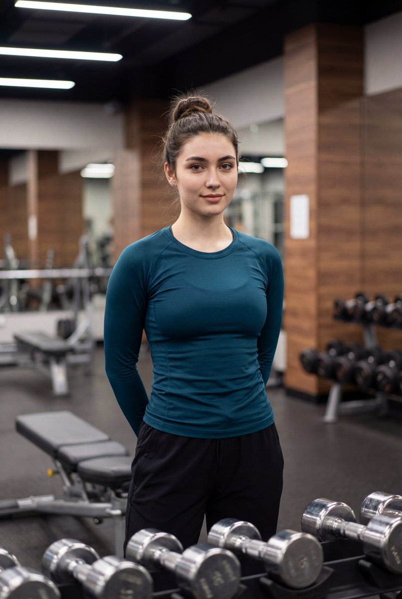 Indoor Fitness Lifestyle Portrait Prompt AI image template preview