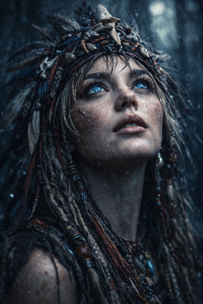Ultra-Realistic Cinematic Close-up of Tribal Warrior Woman AI image template preview
