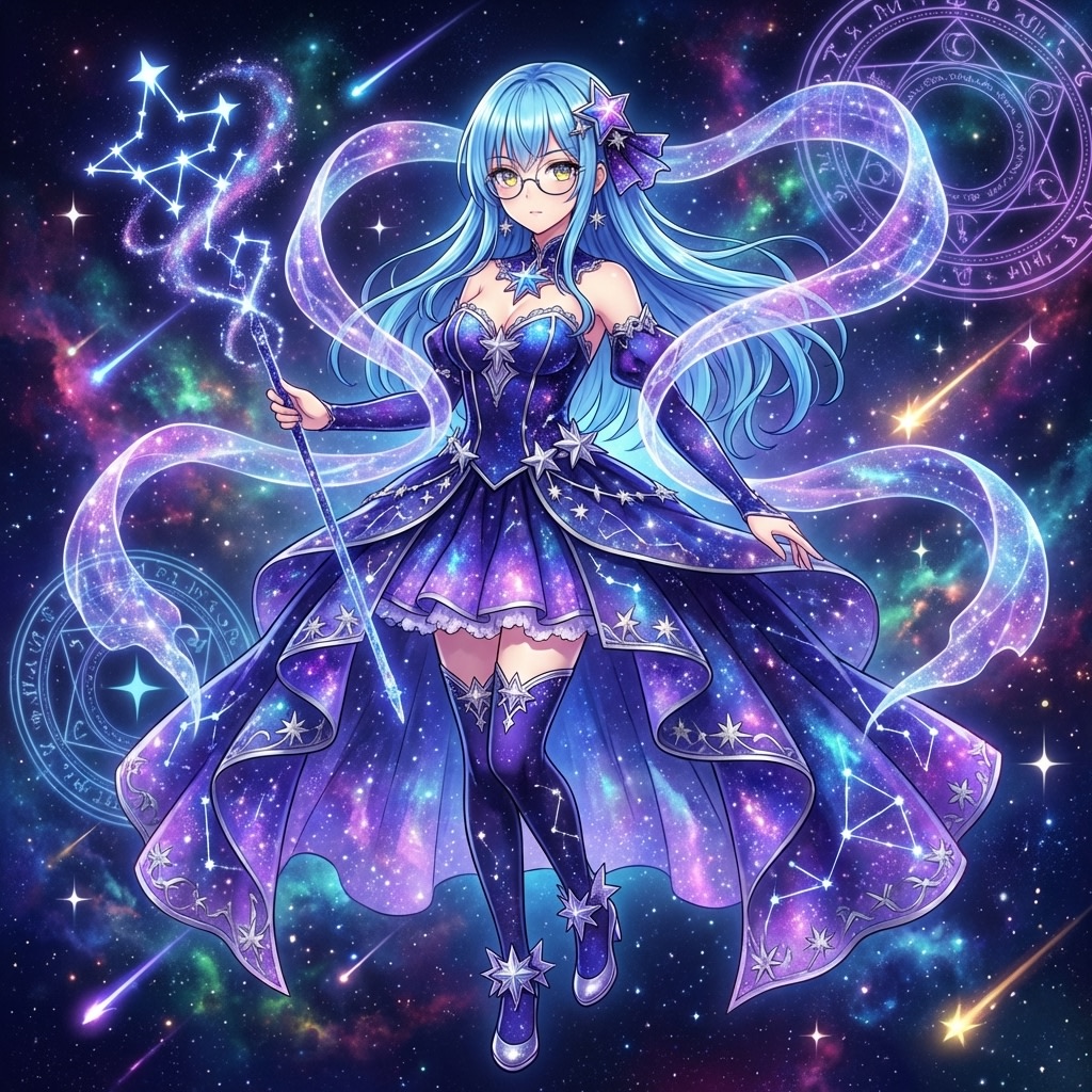 Magical Girl Transformation Prompt (Cosmic Attribute) AI image template preview