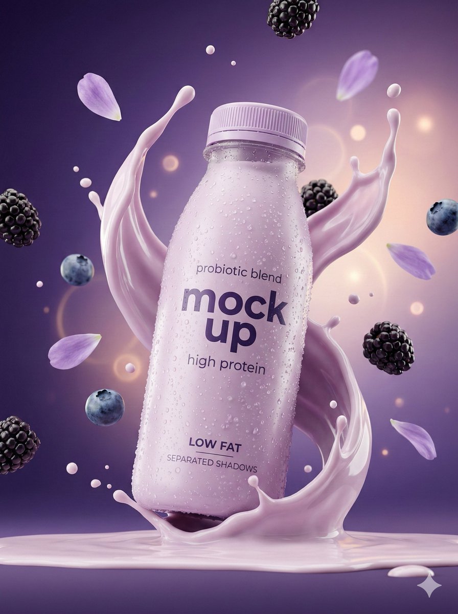 Hyper-Realistic Commercial Product Photography Showcase (Yogurt & Electrolyte) AI image template preview