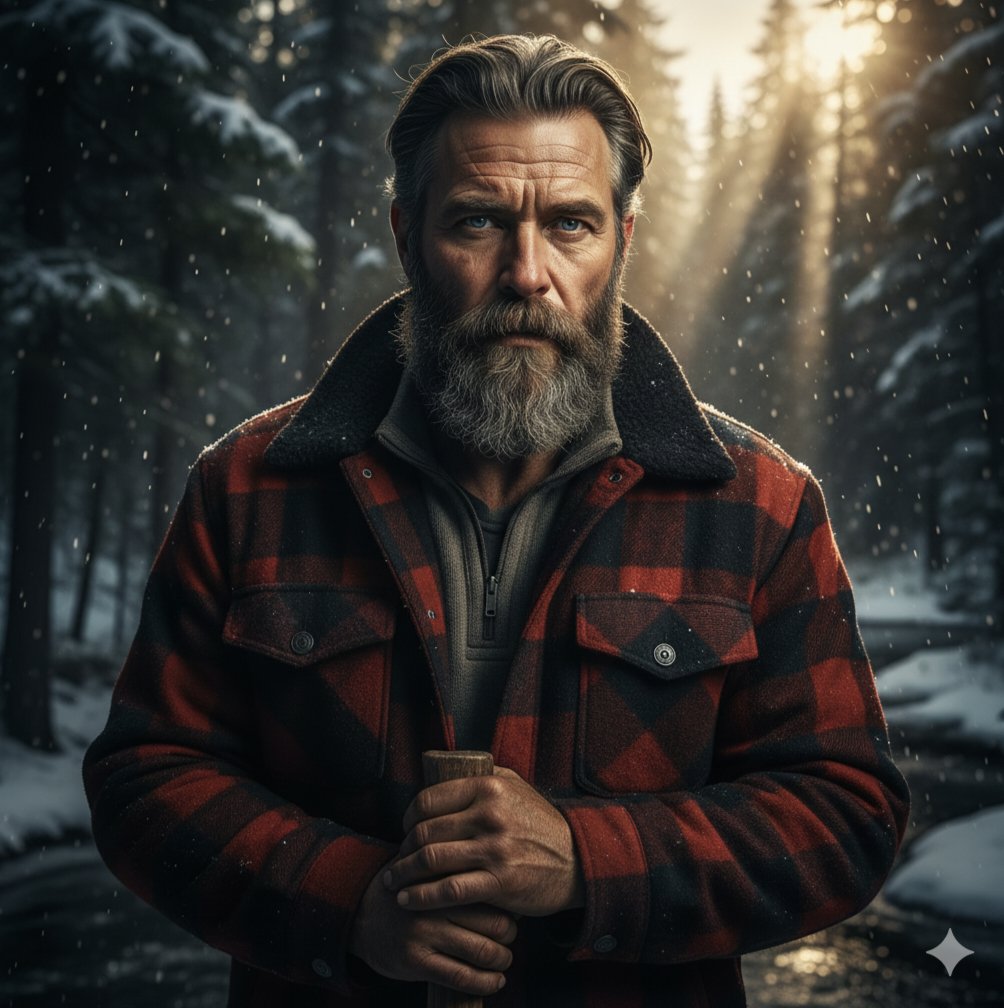 Cinematic Lumberjack Portrait Prompt AI image template preview