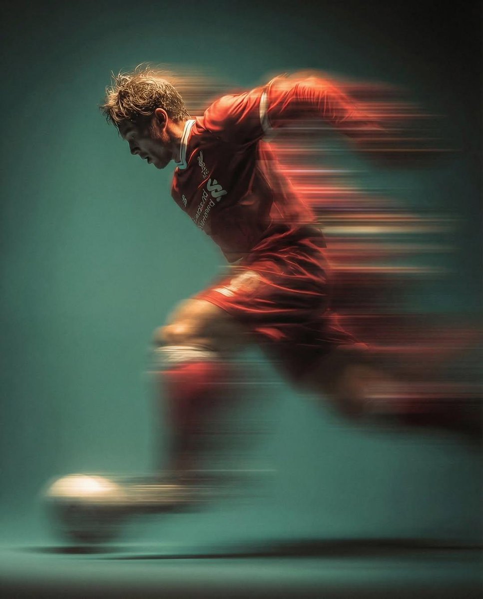 Panning shot of a soccer player kicking a ball AI image template preview