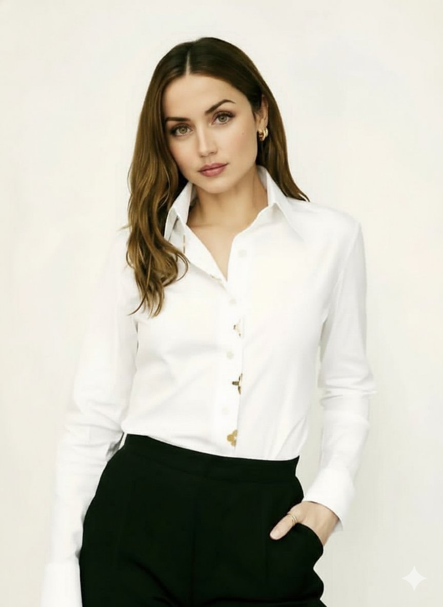 Ana de Armas Editorial Portrait in White Shirt example 3