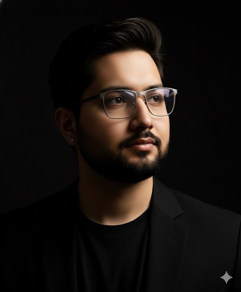 Dramatic Portrait with Strong Directional Light AI image template preview