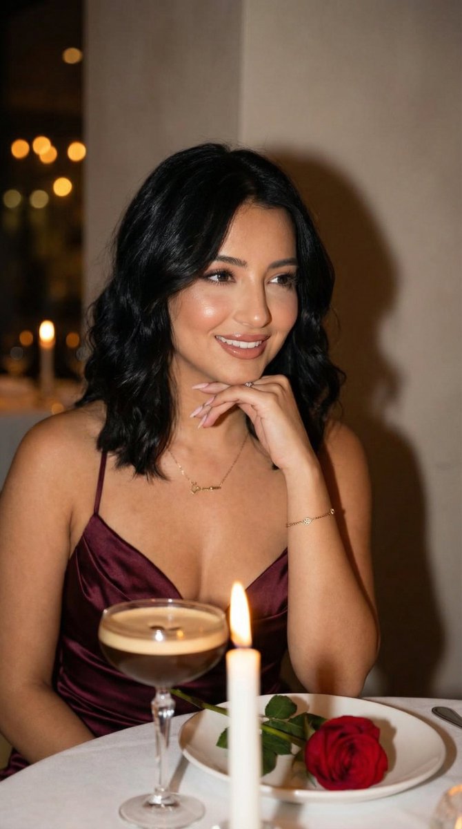 Luxury Romantic Dinner Editorial Portrait AI image template preview