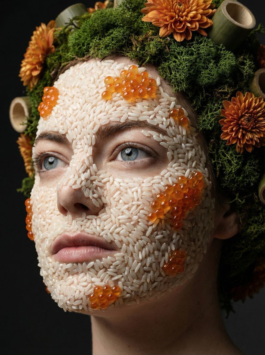 Avant-garde portrait with organic grain mosaic texture AI image template preview
