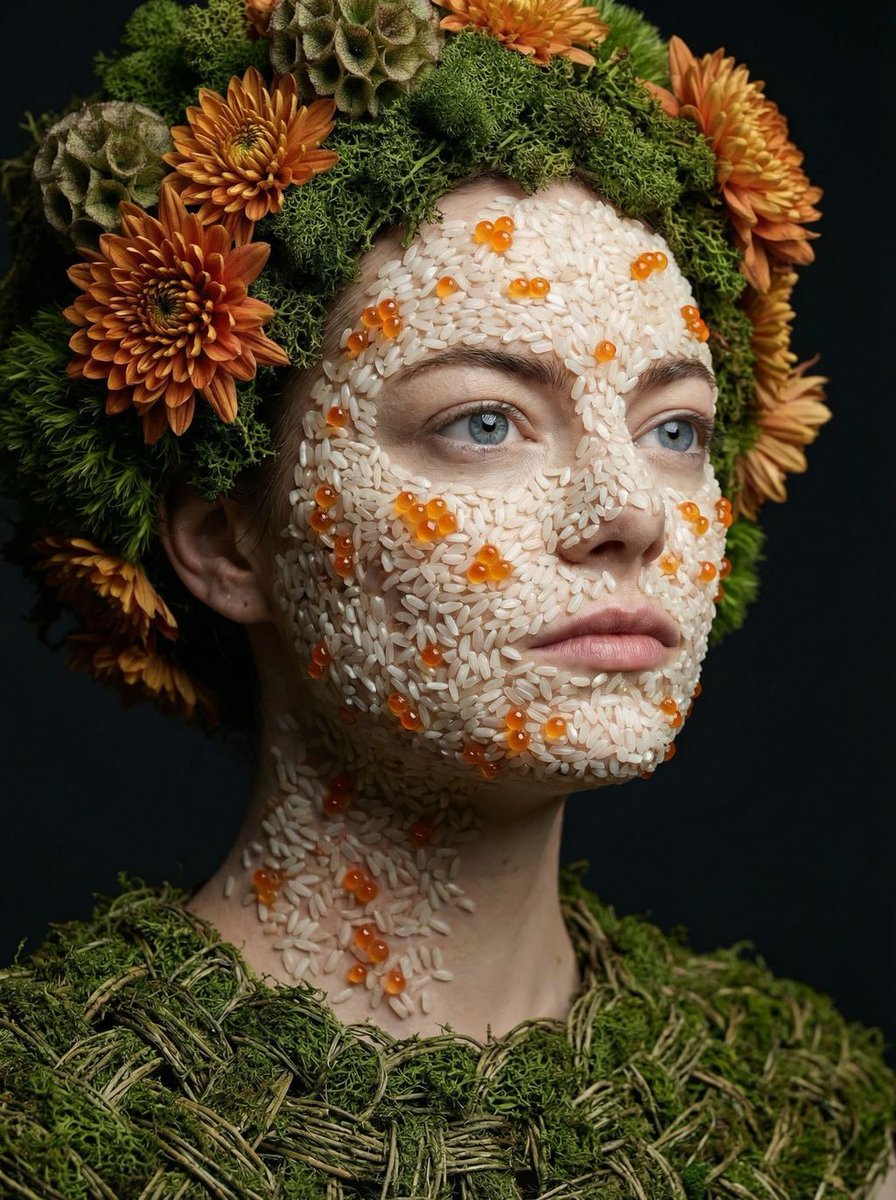 Avant-garde portrait with organic grain mosaic texture example 2