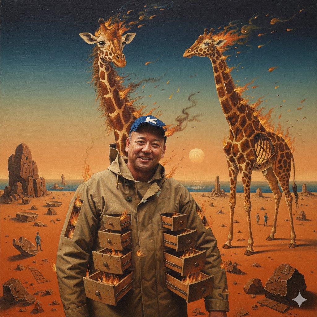 Image Style Transfer Prompt: Viking to Dali's 'Burning Giraffe' Style AI image template preview