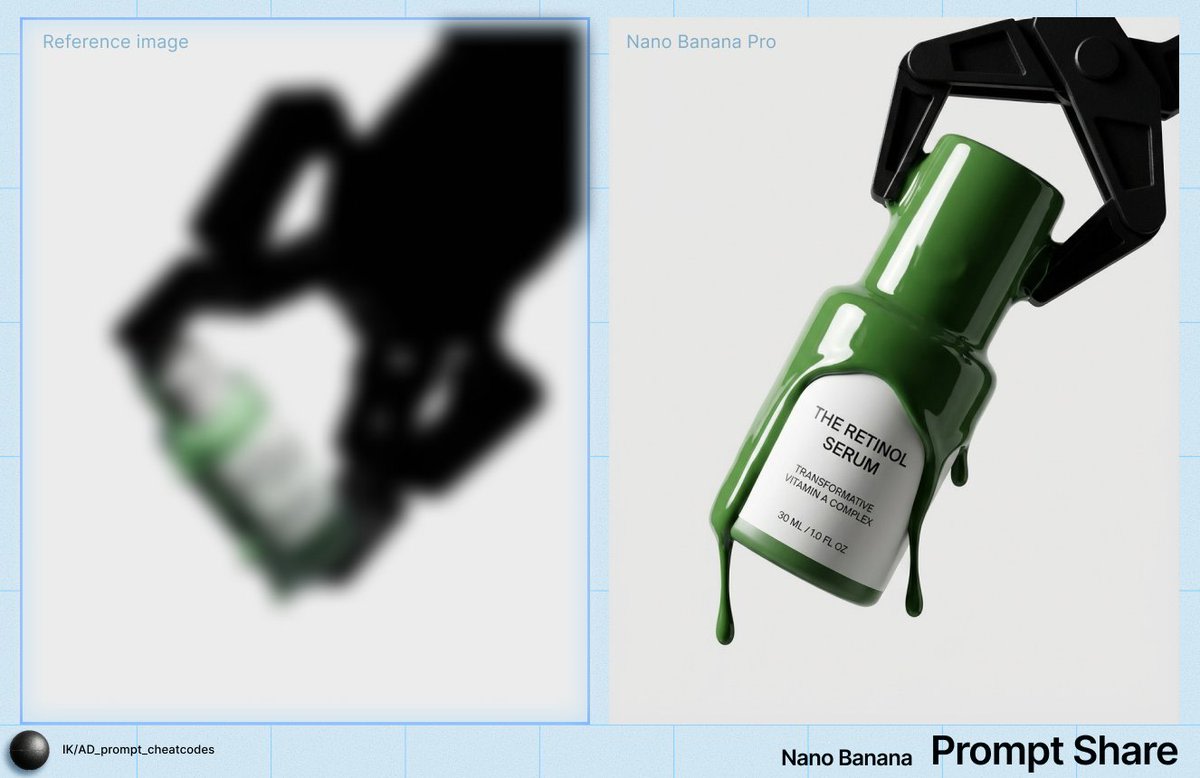 High-Contrast Studio Product Shot of Serum Bottle AI image template preview