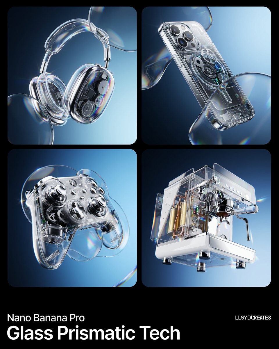 Y2K Frutiger Aero Glass Prismatic Tech Product Shot AI image template preview