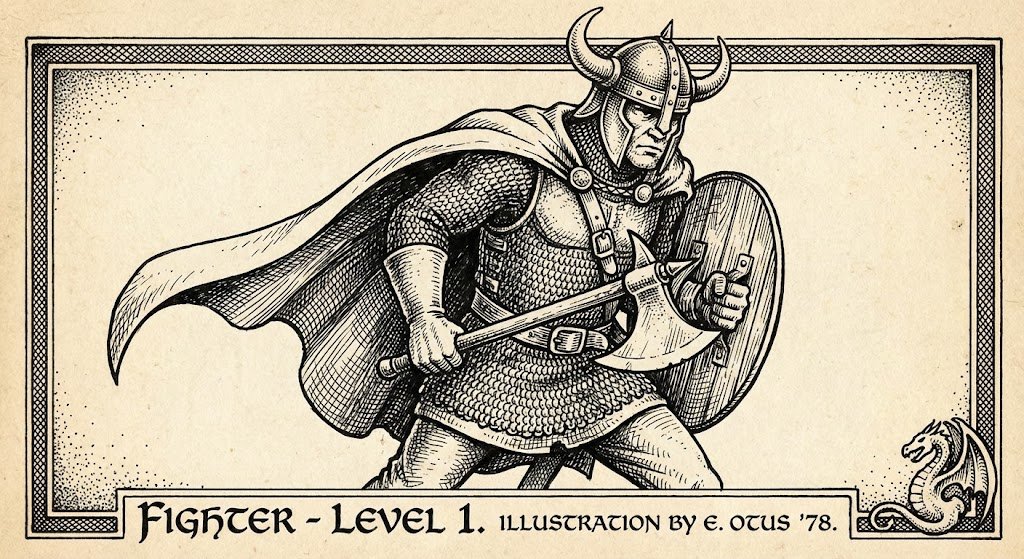 Vintage Black and White RPG Rulebook Illustration AI image template preview
