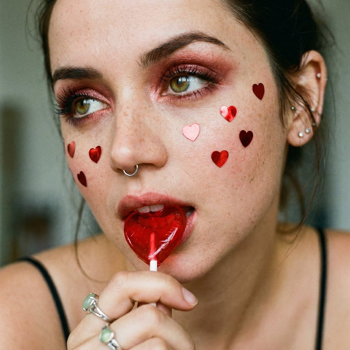 Coquette Soft Grunge Portrait with Lollipop (JSON) AI image template preview
